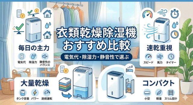 衣類乾燥除湿機おすすめ比較【2026年版】電気代・除湿力・静音性で選ぶ