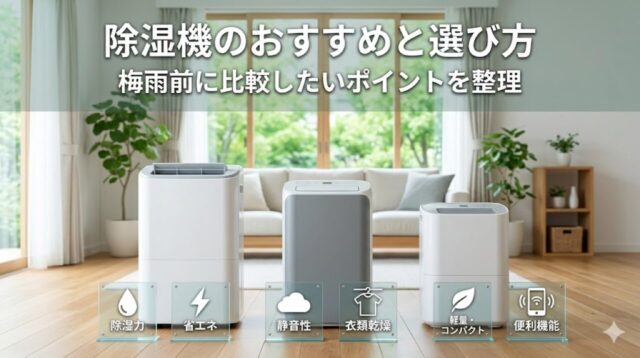 除湿機のおすすめと選び方【2026年版】梅雨前に比較したいポイントを整理