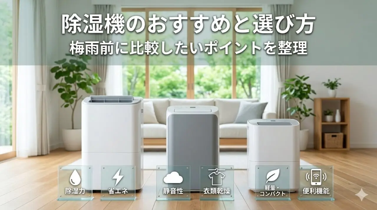 除湿機のおすすめと選び方【2026年版】梅雨前に比較したいポイントを整理