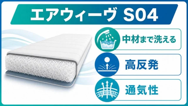 エアウィーヴ S04の丸洗いと通気性を示す図解