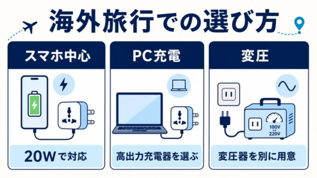 海外旅行での選び方 スマホ充電・PC充電・変圧の違い
