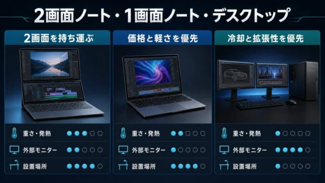 2画面ノート・1画面ノート・デスクトップPCの選び方