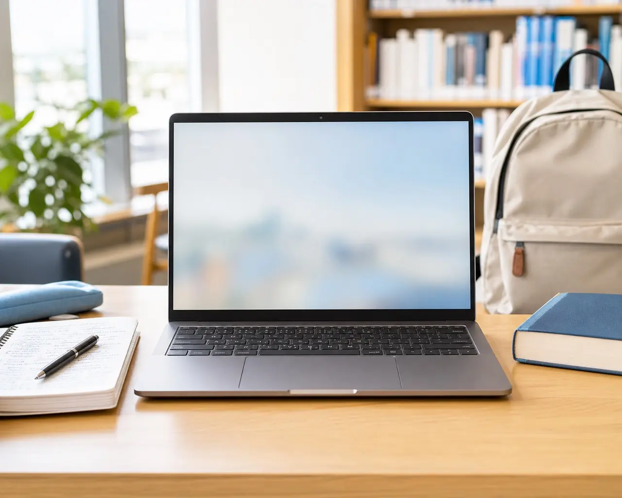学生向けノートパソコンの選び方を表す学習机とノートPC
