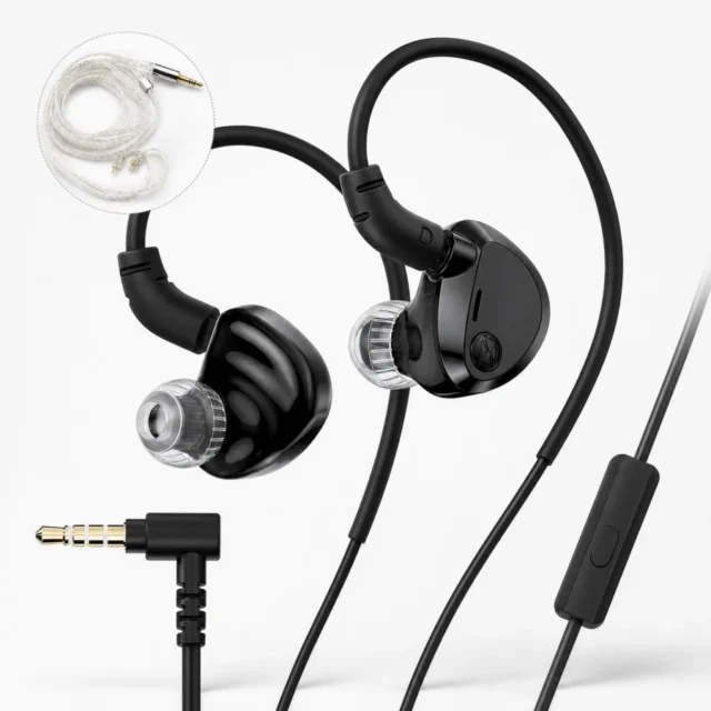 TWISTURA Delta 3.5mmモデルのイヤホン本体とL字型3.5mmプラグ