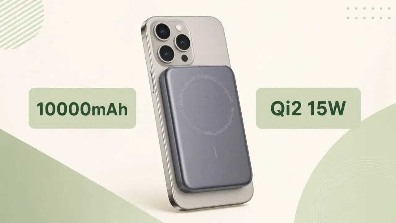 UGREEN MagFlow Air 10000mAh Qi2 15Wの概念図