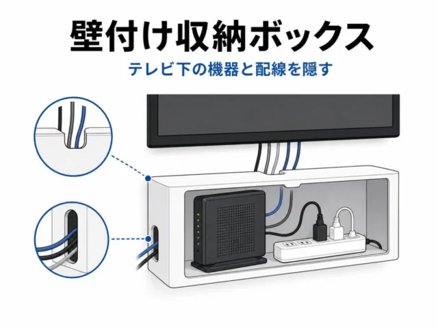 壁付けテレビ周辺機器収納ボックスの用途図