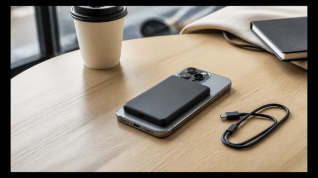スマートフォンに装着して使うモバイルバッテリーの利用イメージ