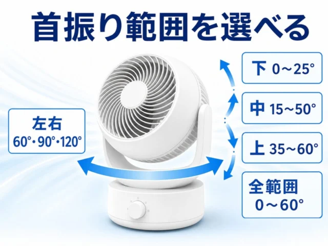 PCF-SDC15T-EC-Wの左右と上下の首振り範囲を示す概念図