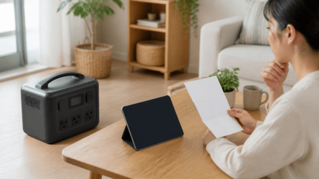 価格と購入条件を確認するポータブル電源の利用イメージ