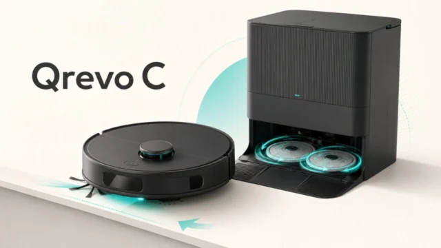 Qrevo Cの丸形回転モップ方式を示す概念図