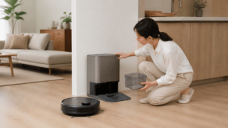 ロボット掃除機の水拭き方式とステーションの置き場所を確認する比較イメージ