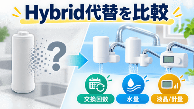 水環境電池Hybridの代替を比較。交換回数・水量・液晶・計量の選び方を示す独自図解。