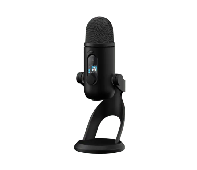 ロジクールG YETI 2のブラック。前面ディスプレイと付属スタンドの形状が分かる公式製品画像