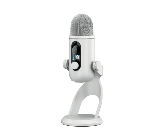 ロジクールG YETI 2のホワイト。前面ディスプレイと付属スタンドの形状が分かる公式製品画像