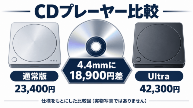 MOONDROP DISCDREAM 2とUltraの価格・4.4mmバランス出力を比較するオリジナル図解。実物写真ではありません。