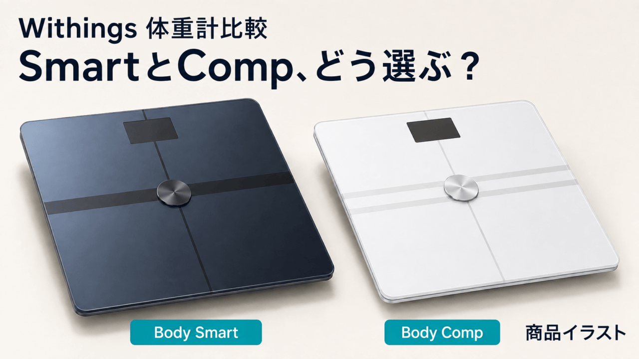 Withings体重計比較。Body SmartとBody Compの本体を並べた商品イラスト。