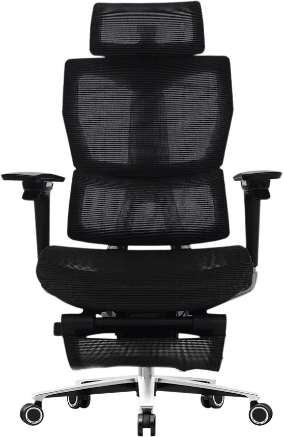 ALGO Chair Pro 正面。ヘッドレストと座面下のフットレスト