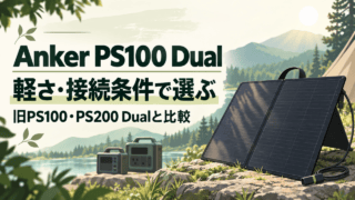 Anker PS100 Dualを旧PS100・PS200 Dualと軽さ・接続条件で比較する概念イラスト