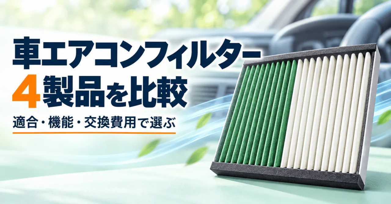イメージ:車エアコンフィルター4製品を適合・機能・交換費用で比較