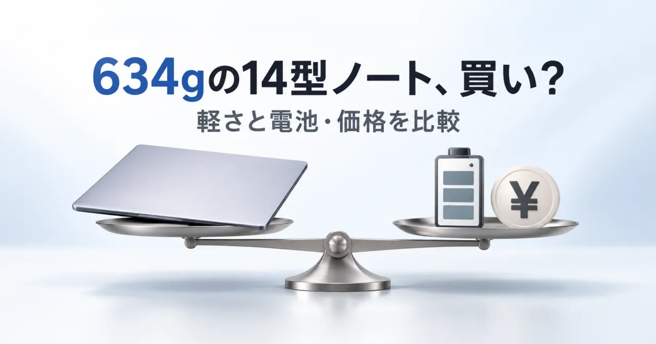 634gの14型ノート、買い? 軽さと電池・価格を比較