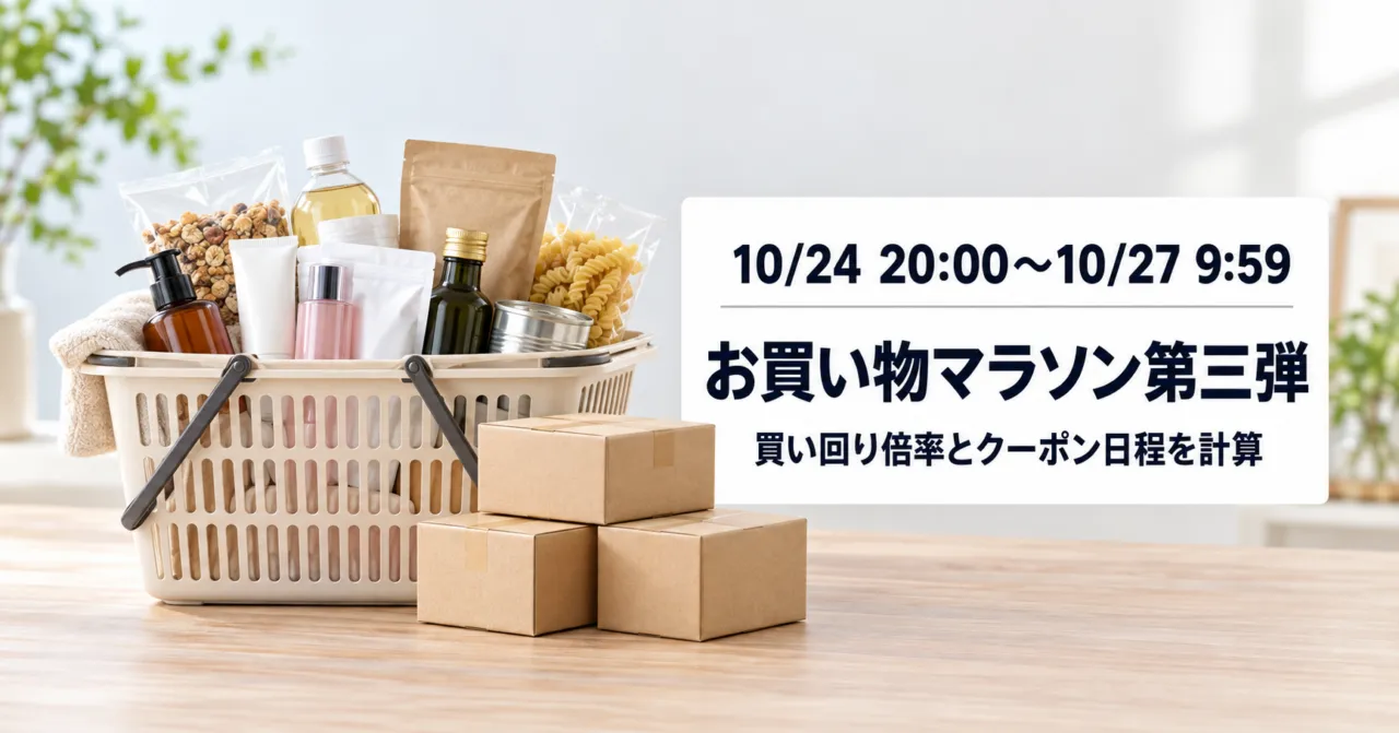 楽天お買い物マラソン10月第三弾(10/24〜27)の買い回り倍率とクーポン日程