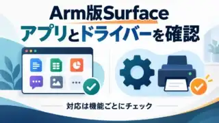 Arm版Surfaceのアプリとドライバーの対応を機能ごとに確認する概念図